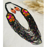 Ukrainian Styles Flower Pattern Seed Bead Jewelry Set- Kuoli 
